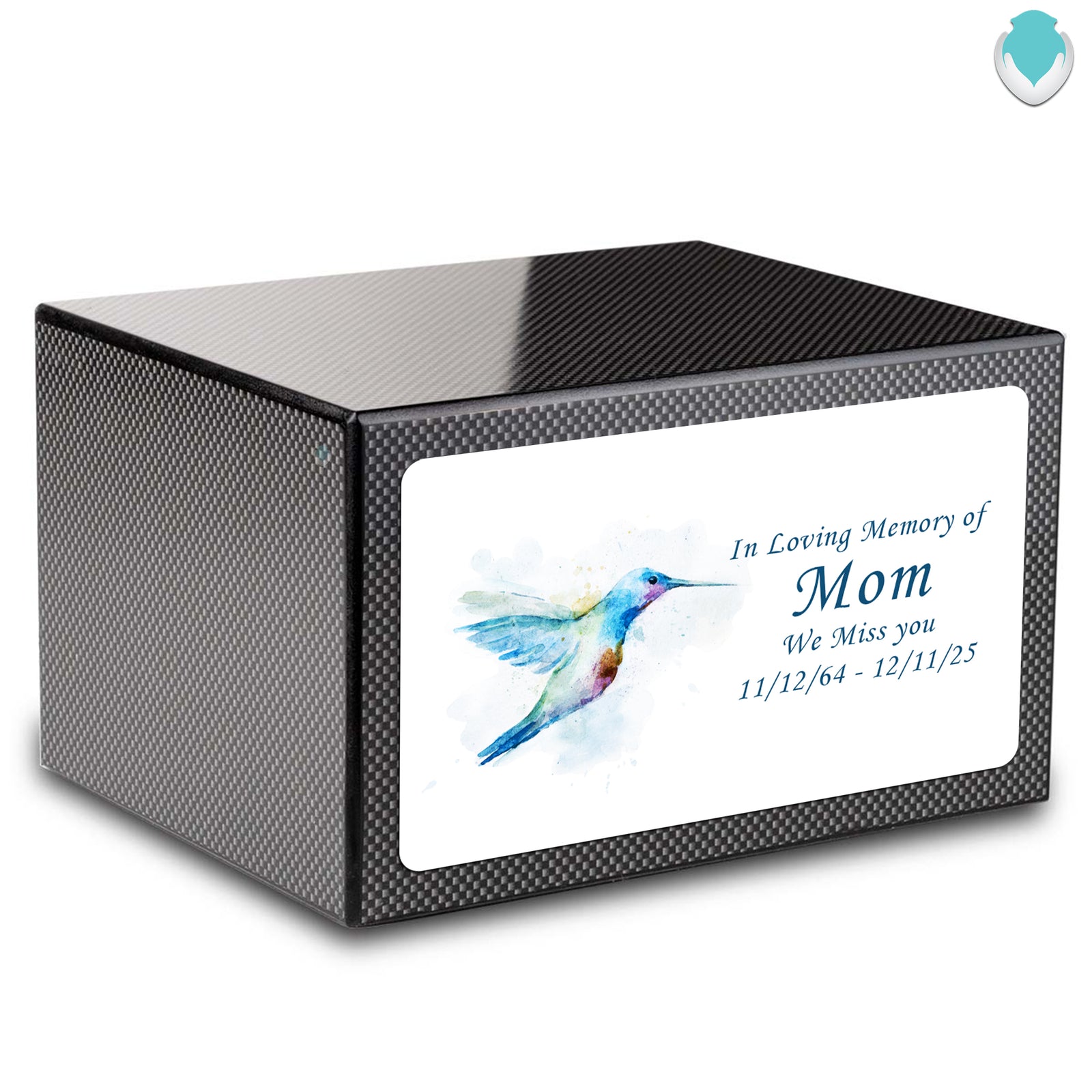 Custom Printed Heritage Carbon Fiber Hummingbird Wood Box Cremation Urn