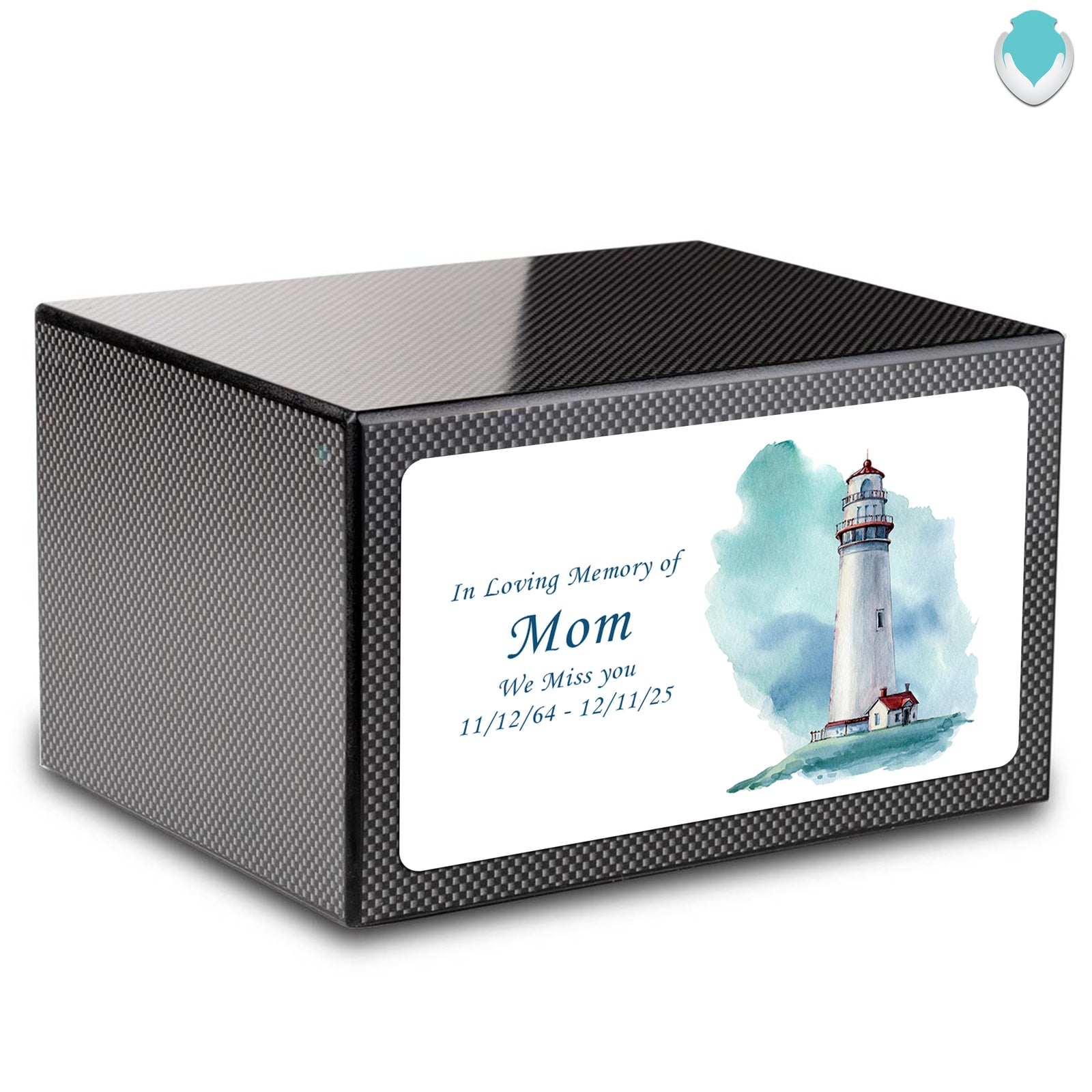 Custom Printed Heritage Carbon Fiber Lighthouse Wood Box Cremation Urn