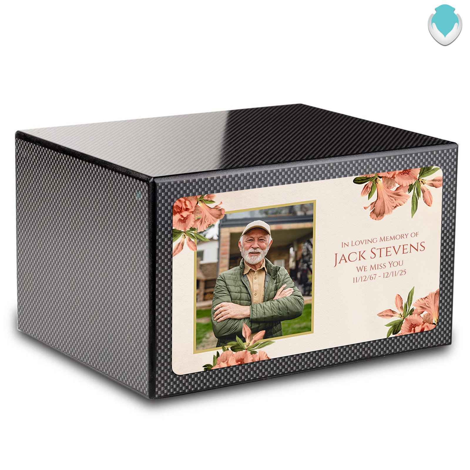 Custom Printed Heritage Carbon Fiber Azalea Flower Wood Box Cremation Urn