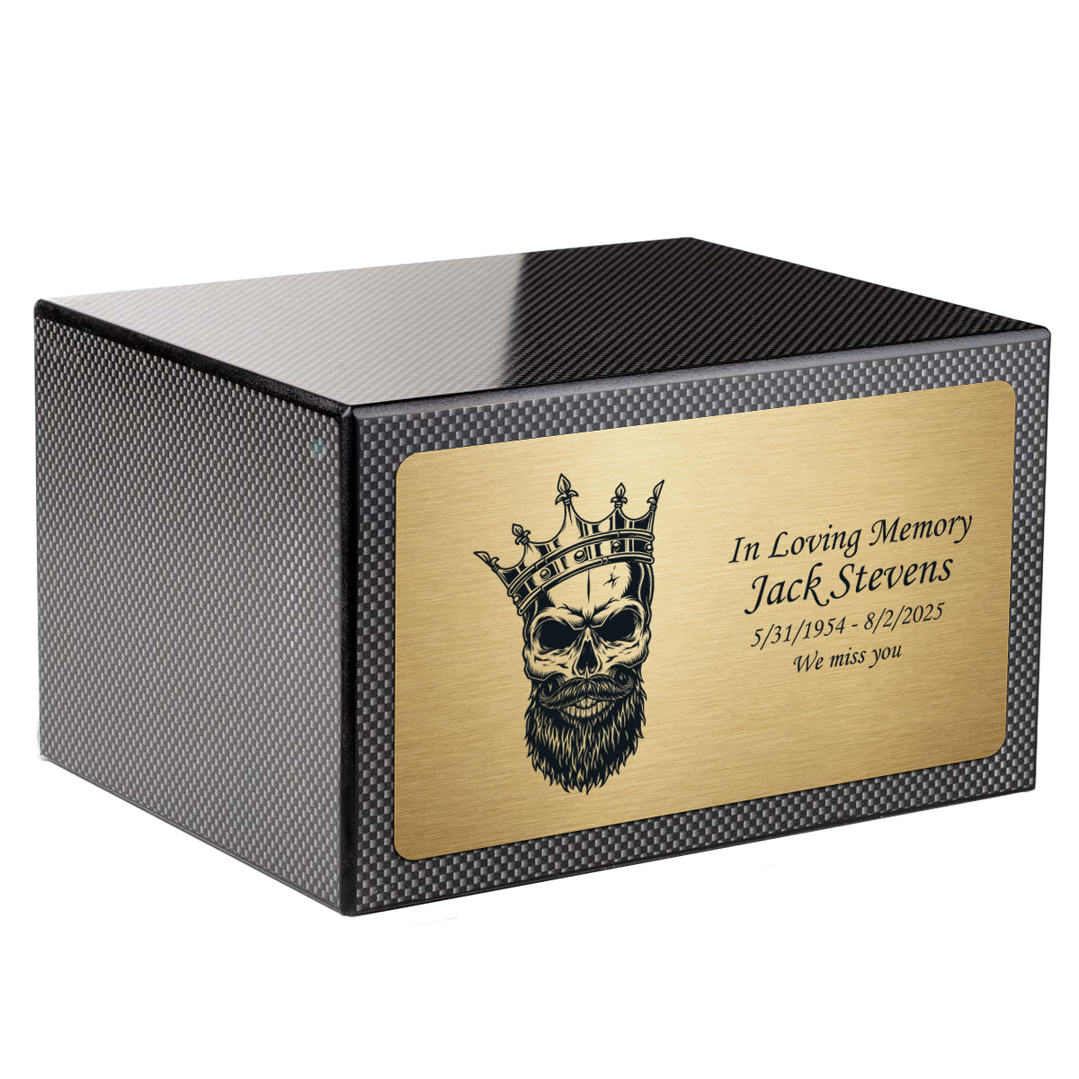 Custom Engraved Heritage Carbon Fiber Adult Cremation Urn Memorial Box for Ashes