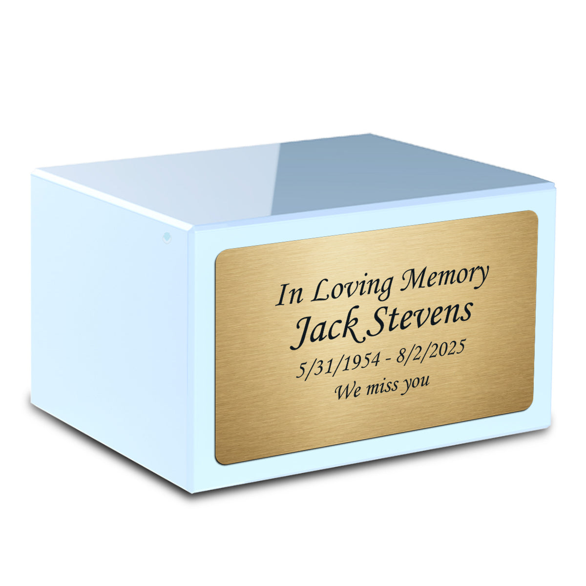 Custom Engraved Heritage Light Blue Adult Cremation Urn Memorial Box for Ashes