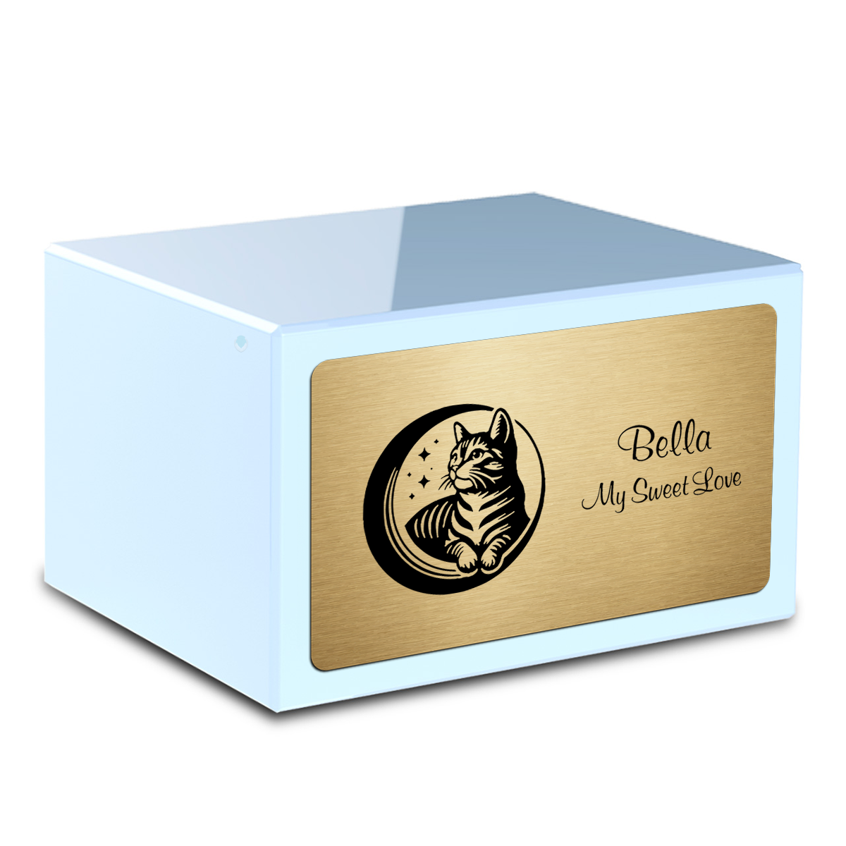 Heritage Light Blue Cute Cat Large Pet Cremation Box Urn