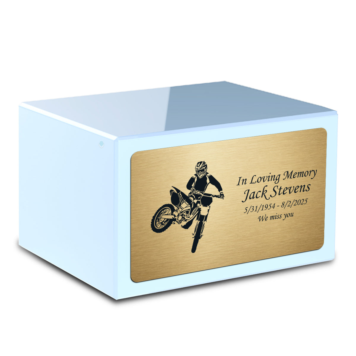Custom Engraved Heritage Light Blue Adult Cremation Urn Memorial Box for Ashes