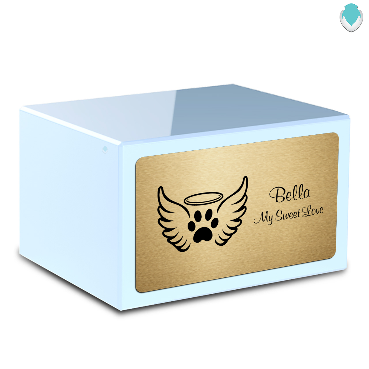 Heritage Light Blue Angel Wings Large Pet Cremation Box Urn