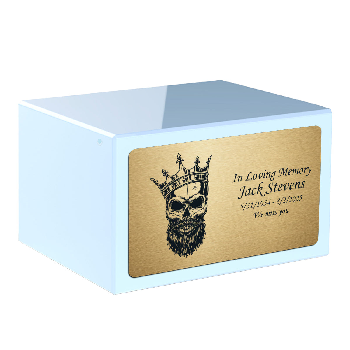 Custom Engraved Heritage Light Blue Adult Cremation Urn Memorial Box for Ashes