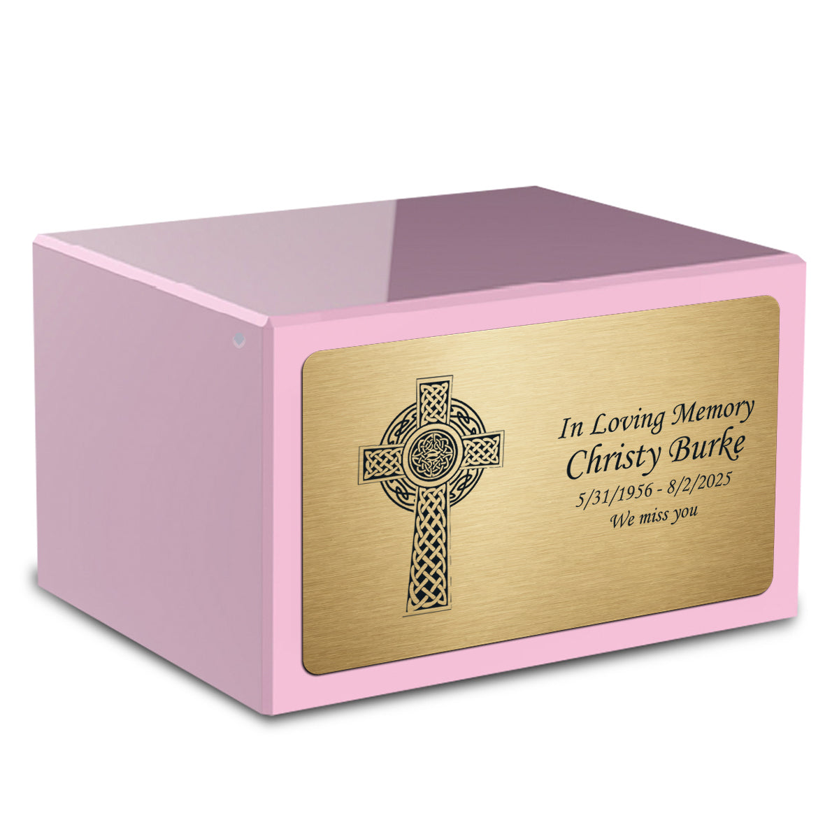 Custom Engraved Heritage Light Pink Adult Cremation Urn Memorial Box for Ashes