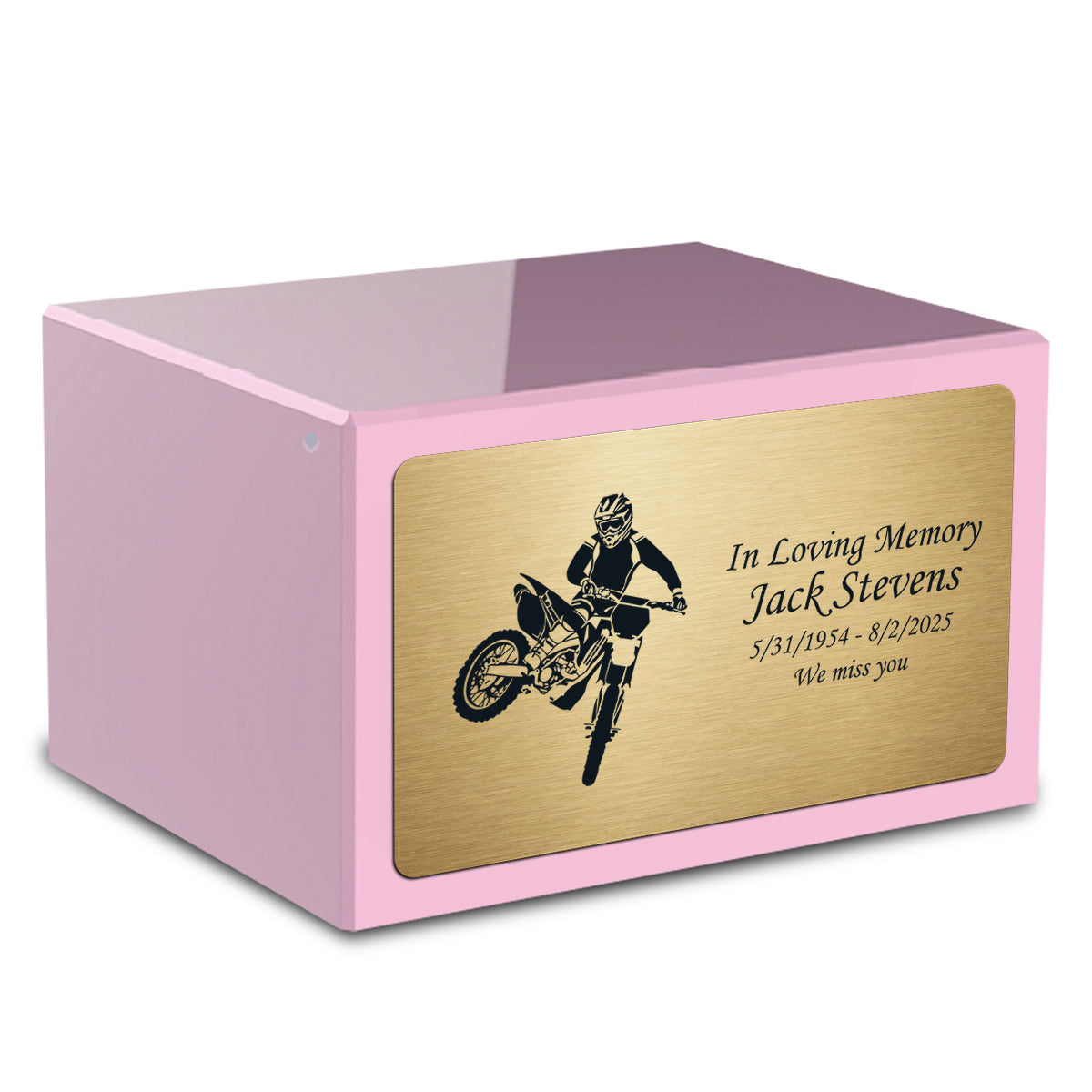 Custom Engraved Heritage Light Pink Adult Cremation Urn Memorial Box for Ashes