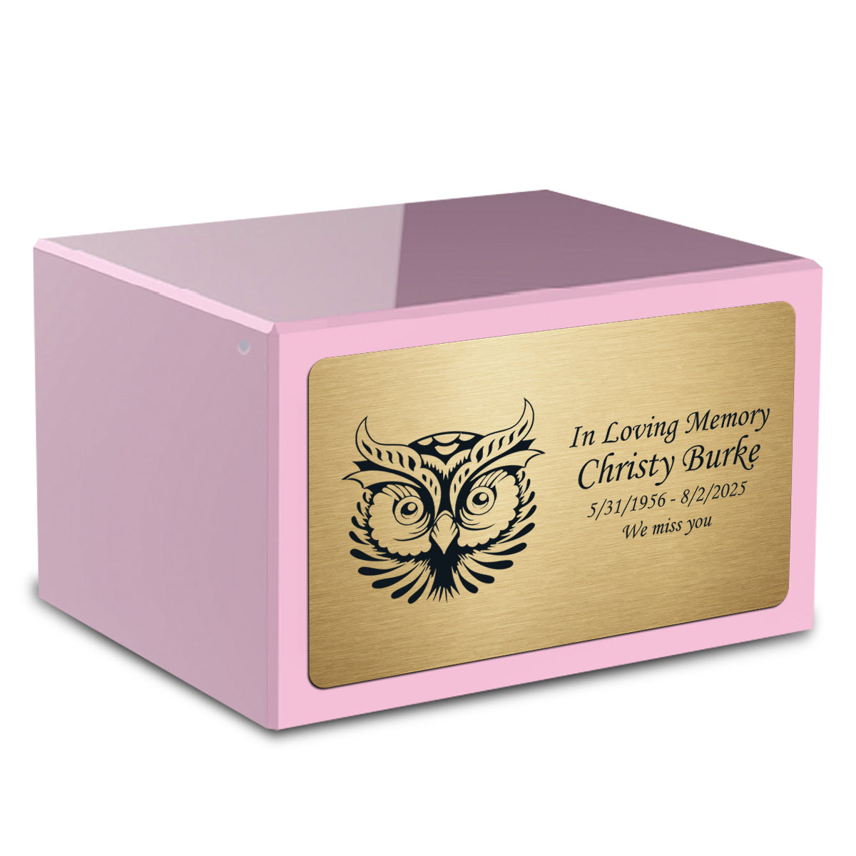 Custom Engraved Heritage Light Pink Adult Cremation Urn Memorial Box for Ashes