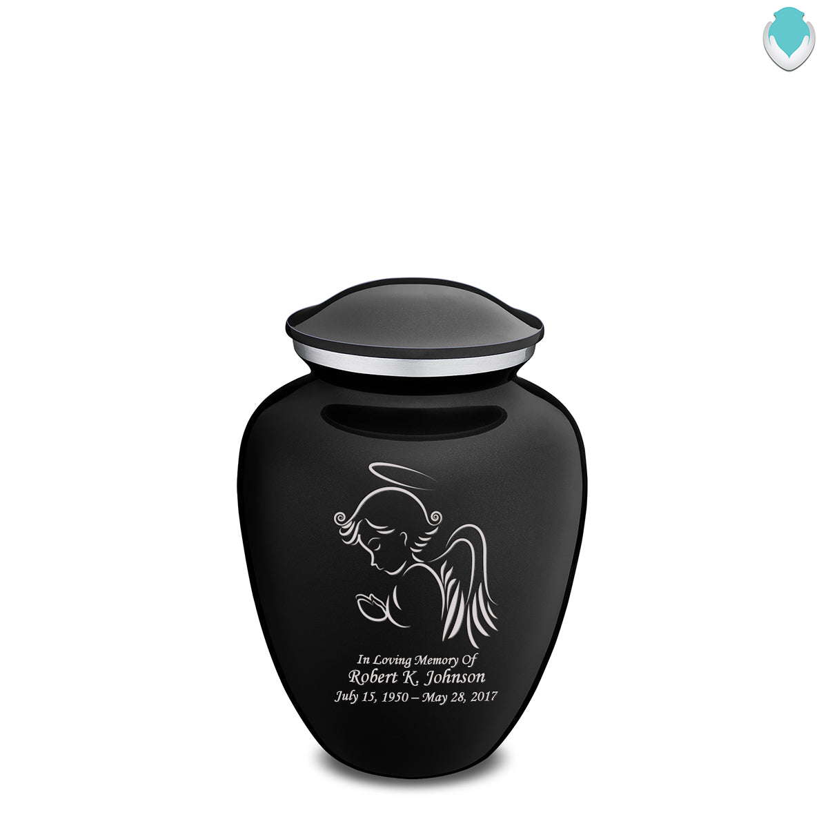 Medium Embrace Black Angel Cremation Urn