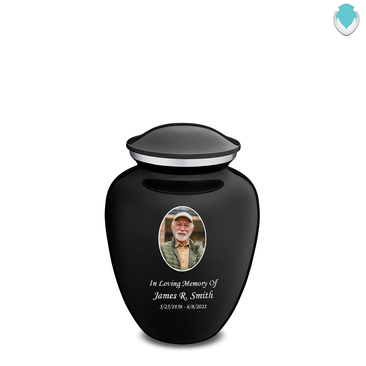 Medium Embrace Black Portrait Cremation Urn