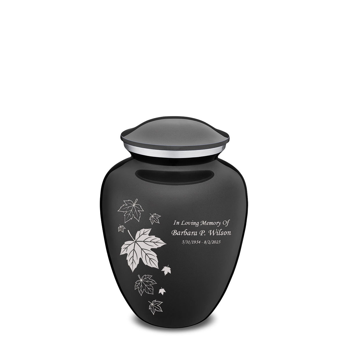 Medium Embrace Charcoal Falling Leaves Cremation Urn