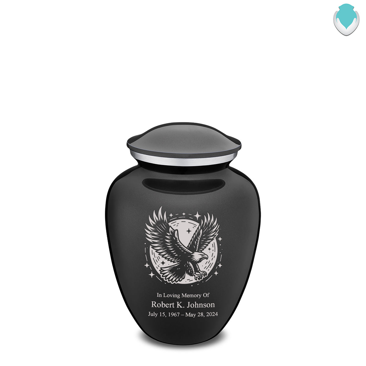 Medium Embrace Charcoal Black Flying Eagle Cremation Urn