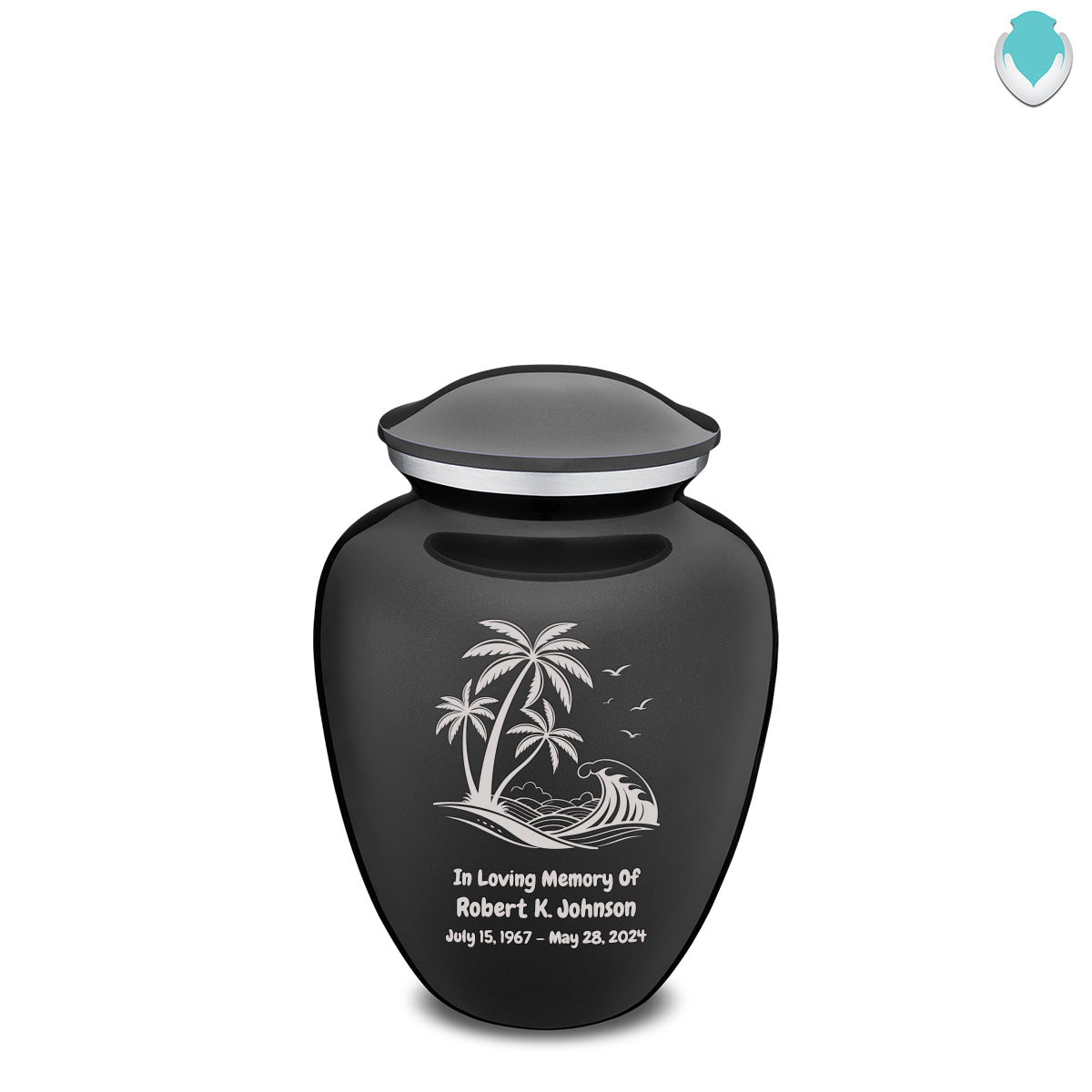 Medium Embrace Charcoal Black Palm Beach Cremation Urn