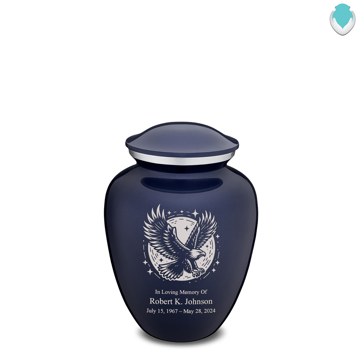 Medium Embrace Cobalt Blue Flying Eagle Cremation Urn