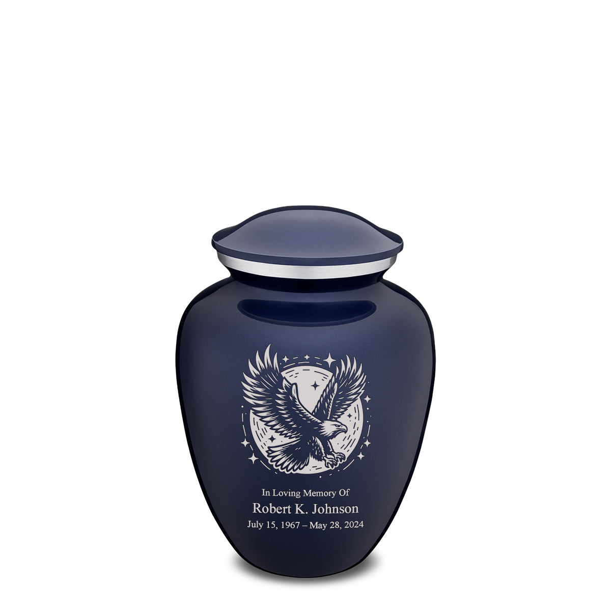 Medium Embrace Cobalt Blue Flying Eagle Cremation Urn