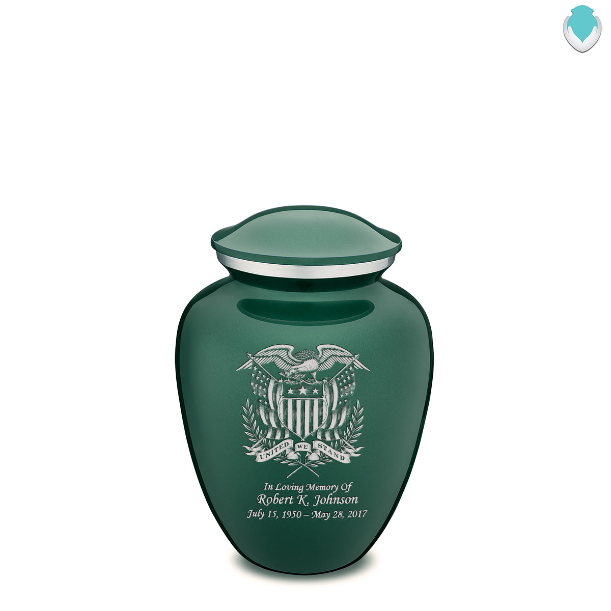 Medium Embrace Green American Glory Cremation Urn