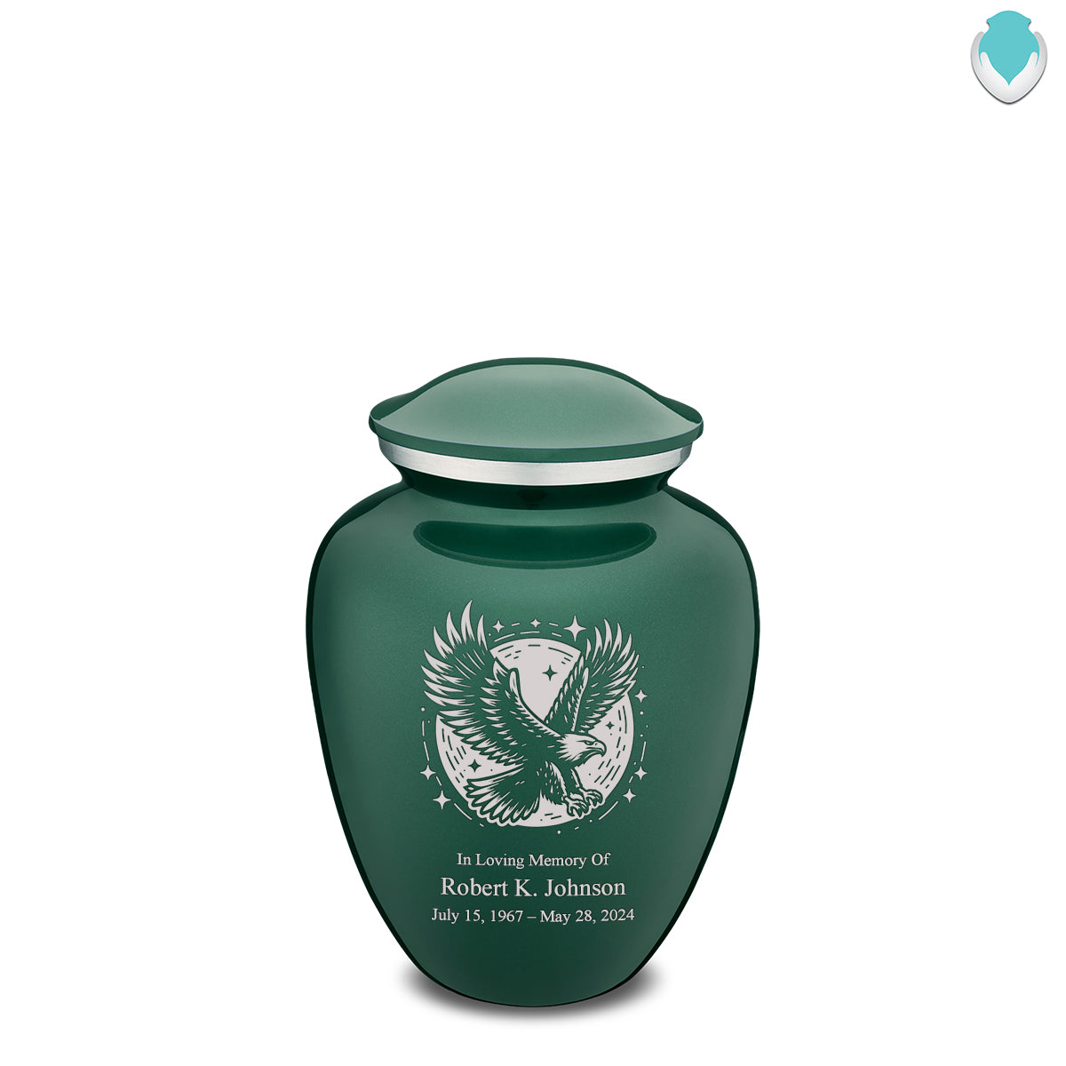 Medium Embrace Green Flying Eagle Cremation Urn