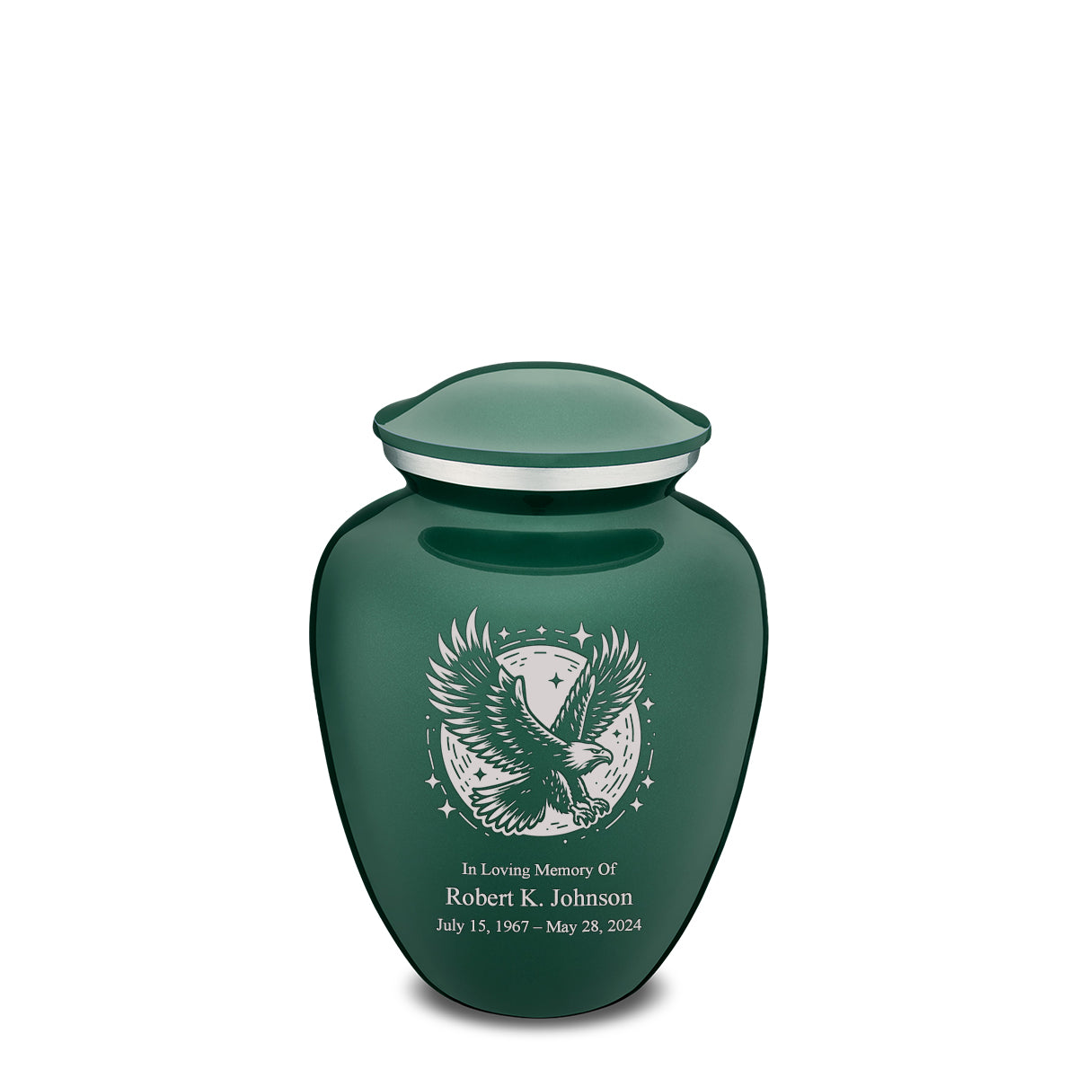 Medium Embrace Green Flying Eagle Cremation Urn