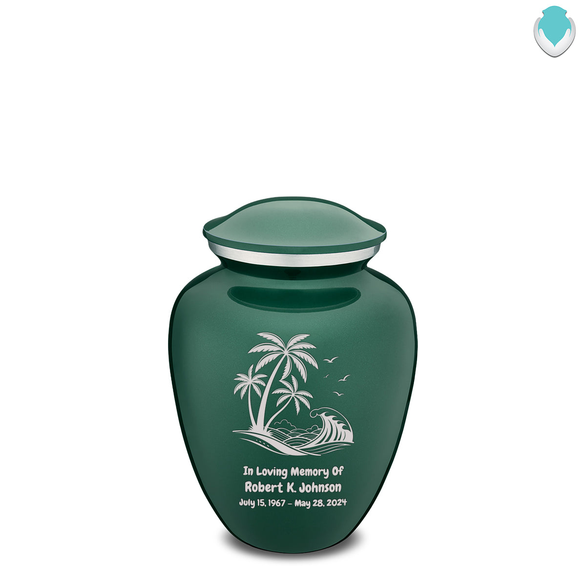 Medium Embrace Green Palm Beach Cremation Urn