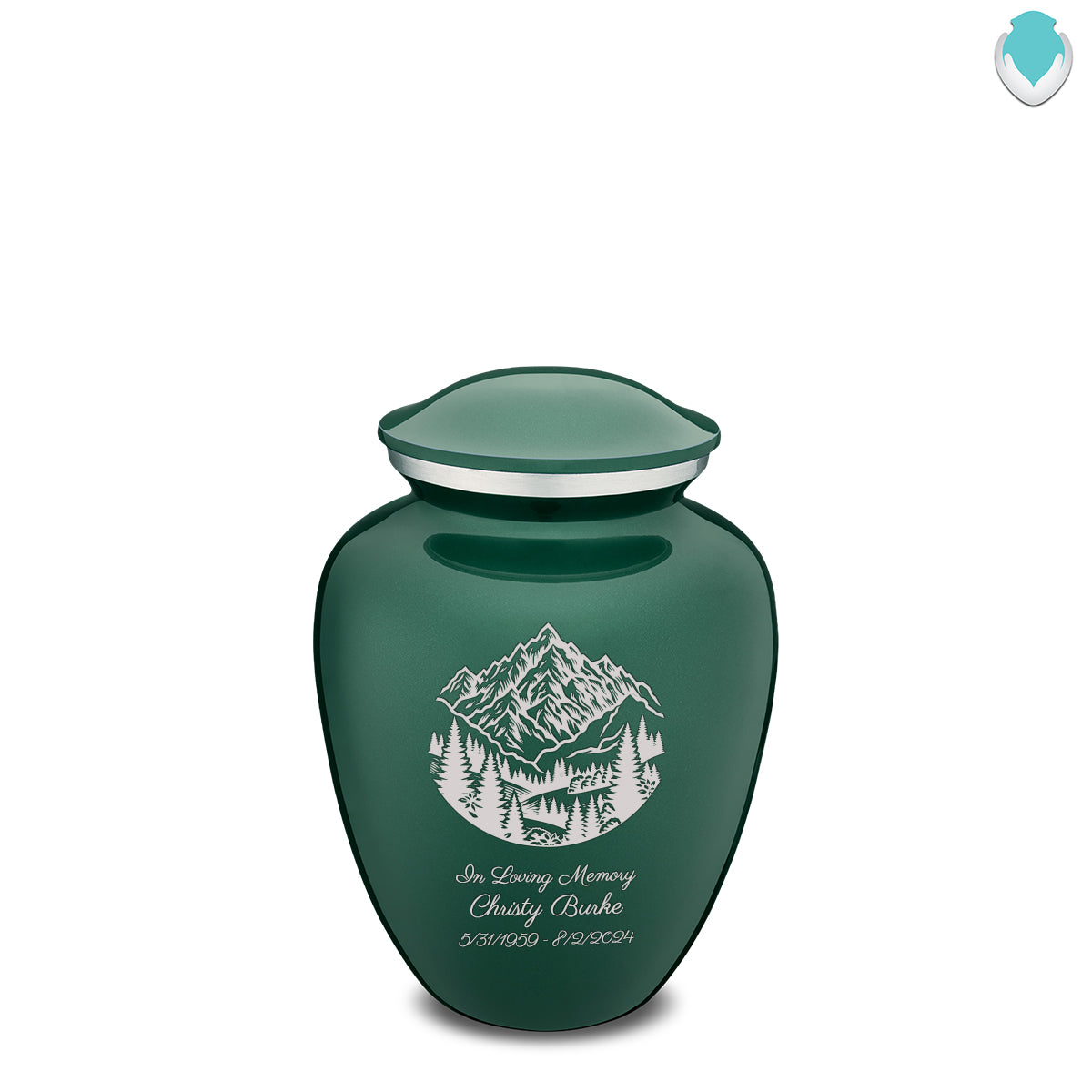 Medium Embrace Green Rocky Mountains Cremation Urn