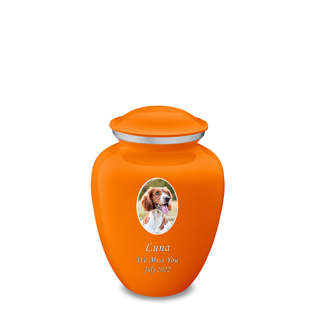 Medium Pet Embrace Burnt Orange Portrait Cremation Urn