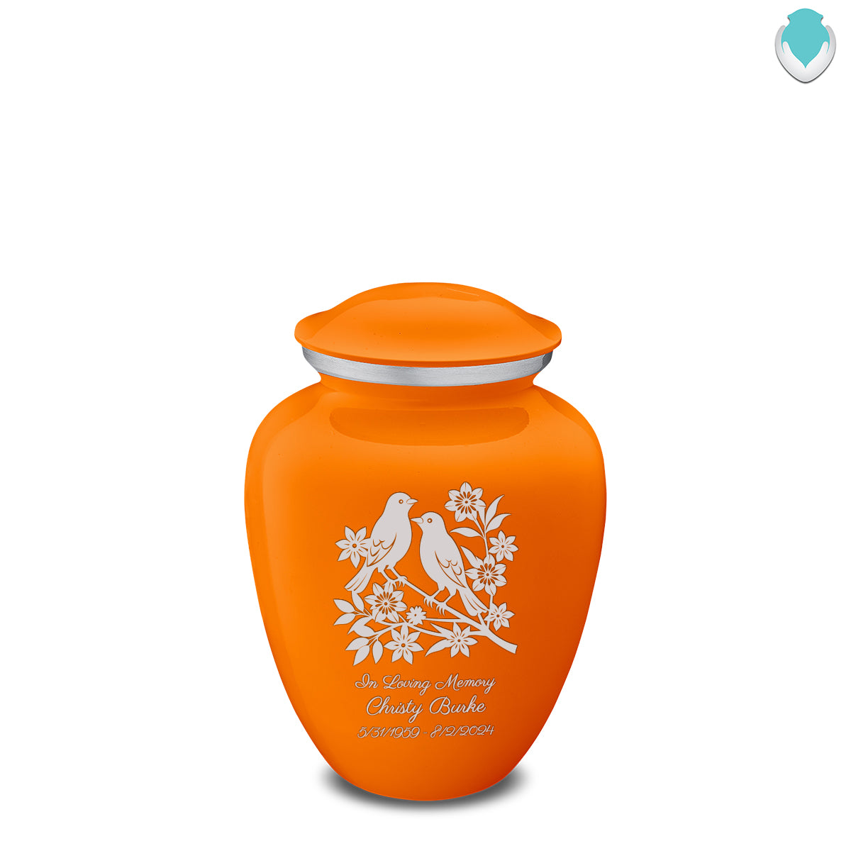 Medium Embrace Burnt Orange Songbirds Cremation Urn