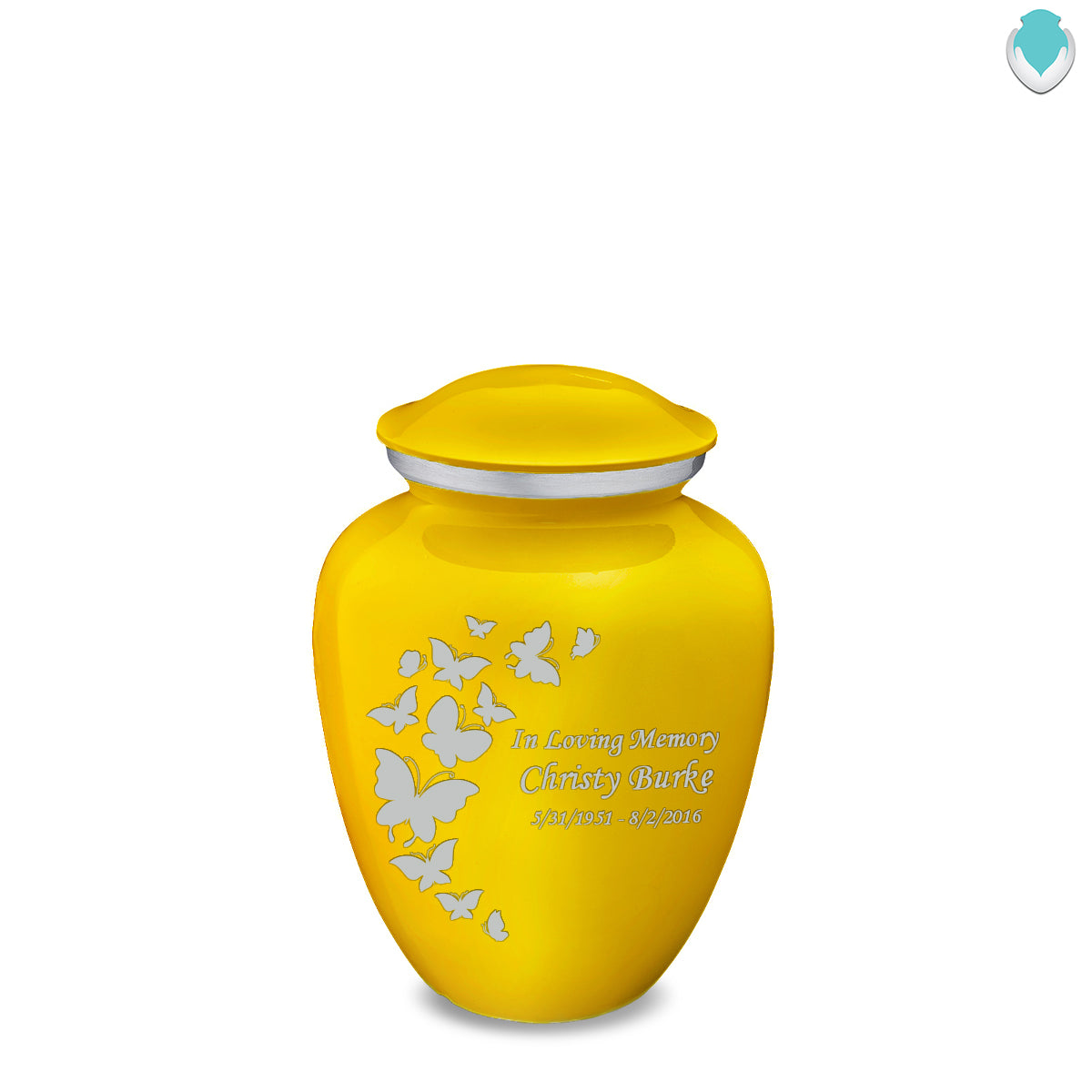 Medium Embrace Yellow Butterfly Cremation Urn