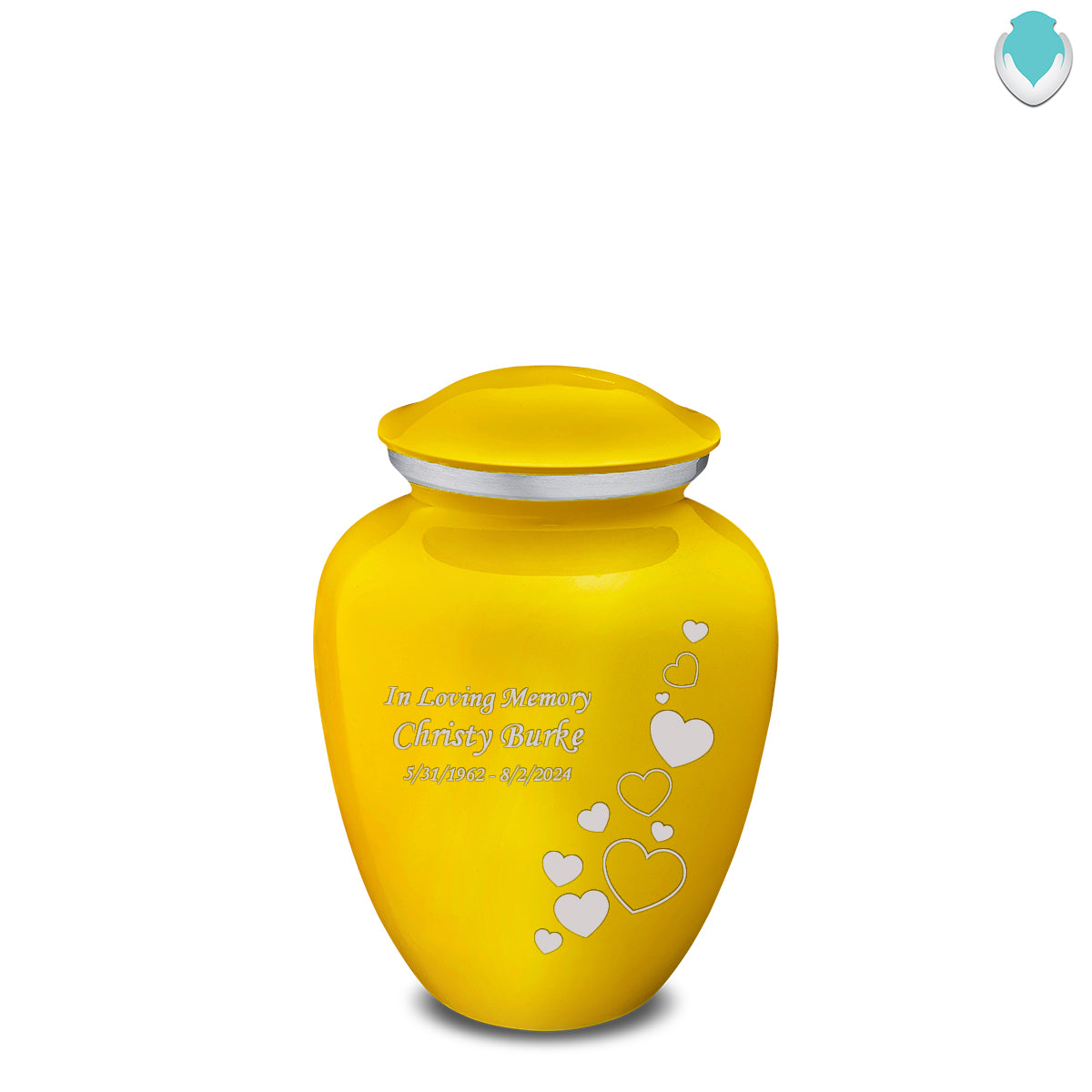 Medium Embrace Yellow Floating Heart Cremation Urn