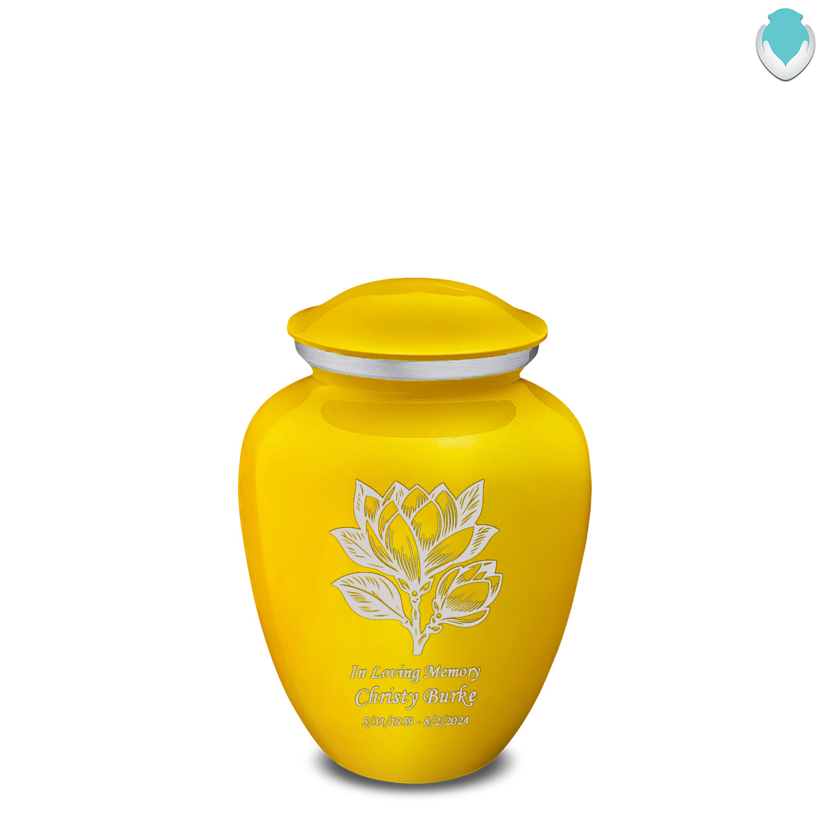 Medium Embrace Yellow Magnolia Flower Cremation Urn