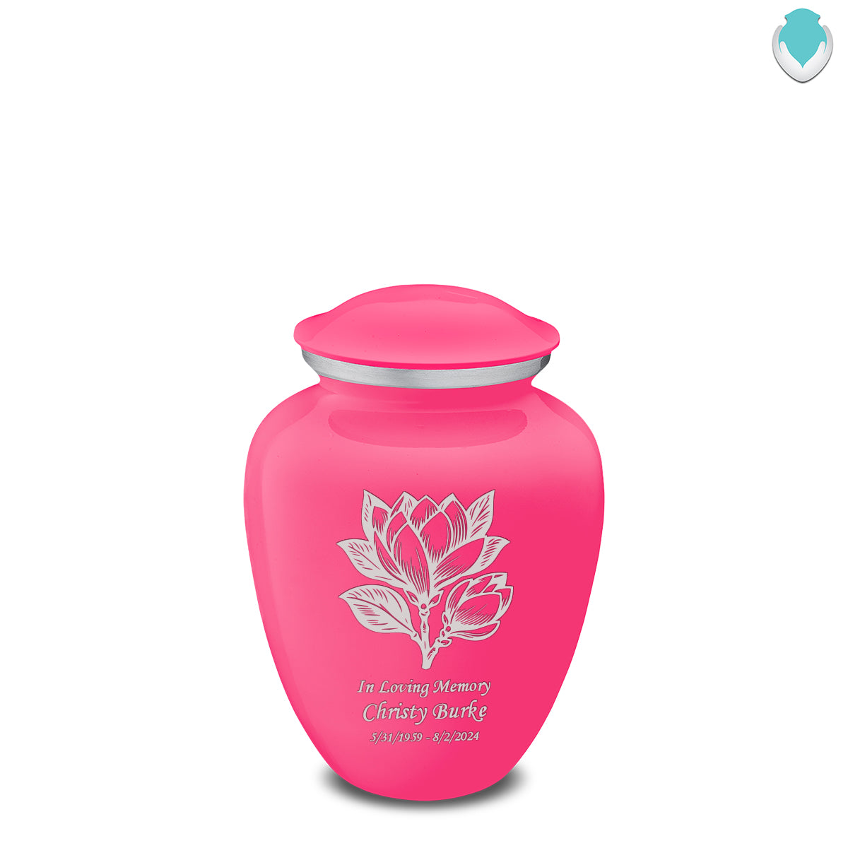 Medium Embrace Bright Pink Magnolia Flower Cremation Urn