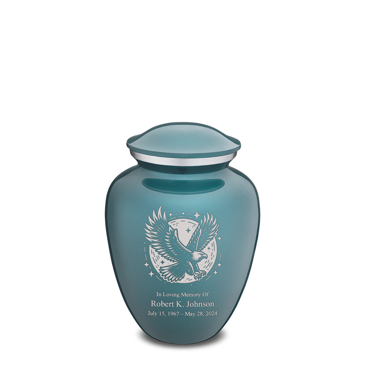 Medium Embrace Teal Flying Eagle Cremation Urn