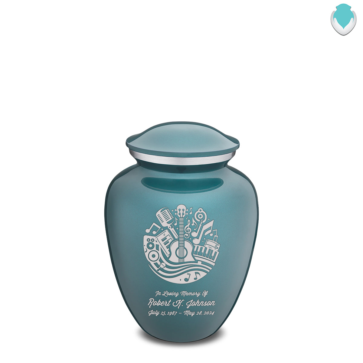 Medium Embrace Teal Music Cremation Urn