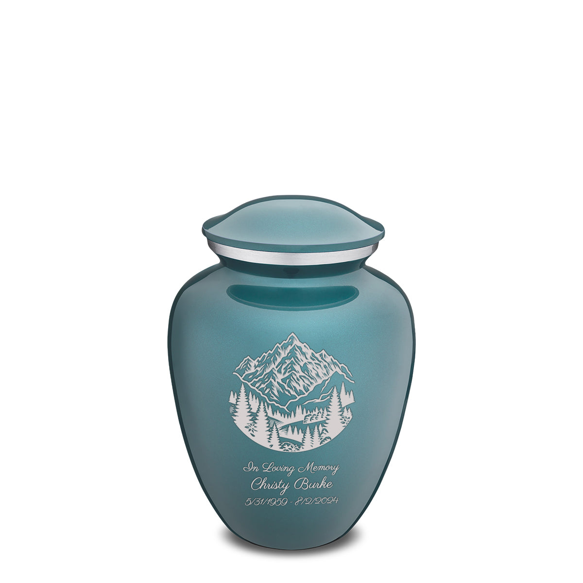 Medium Embrace Teal Rocky Mountains Cremation Urn