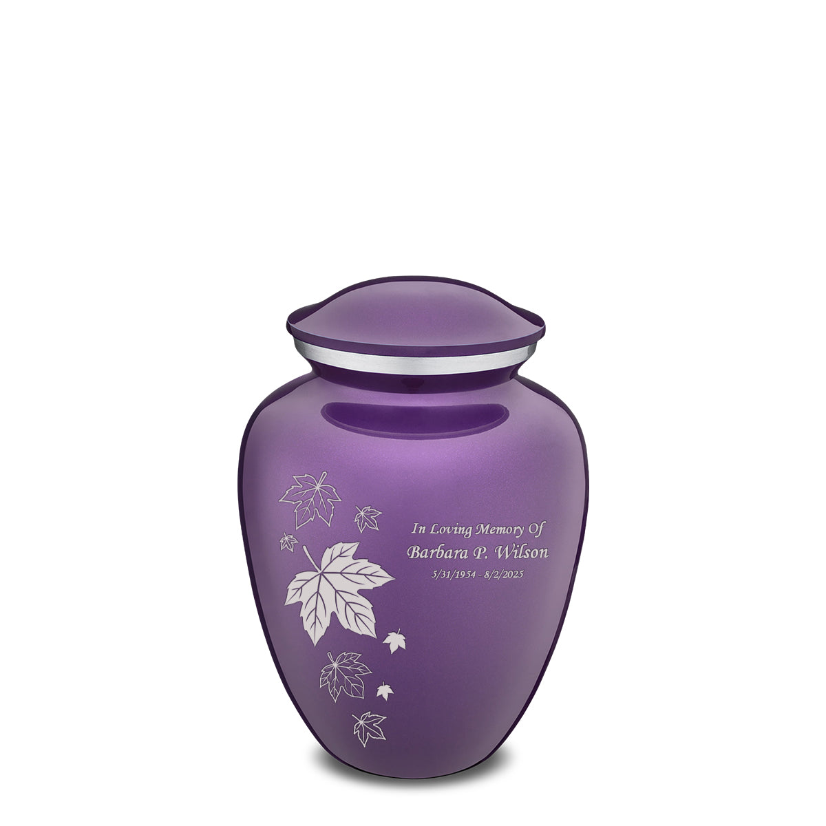 Medium Embrace Purple Falling Leaves Cremation Urn