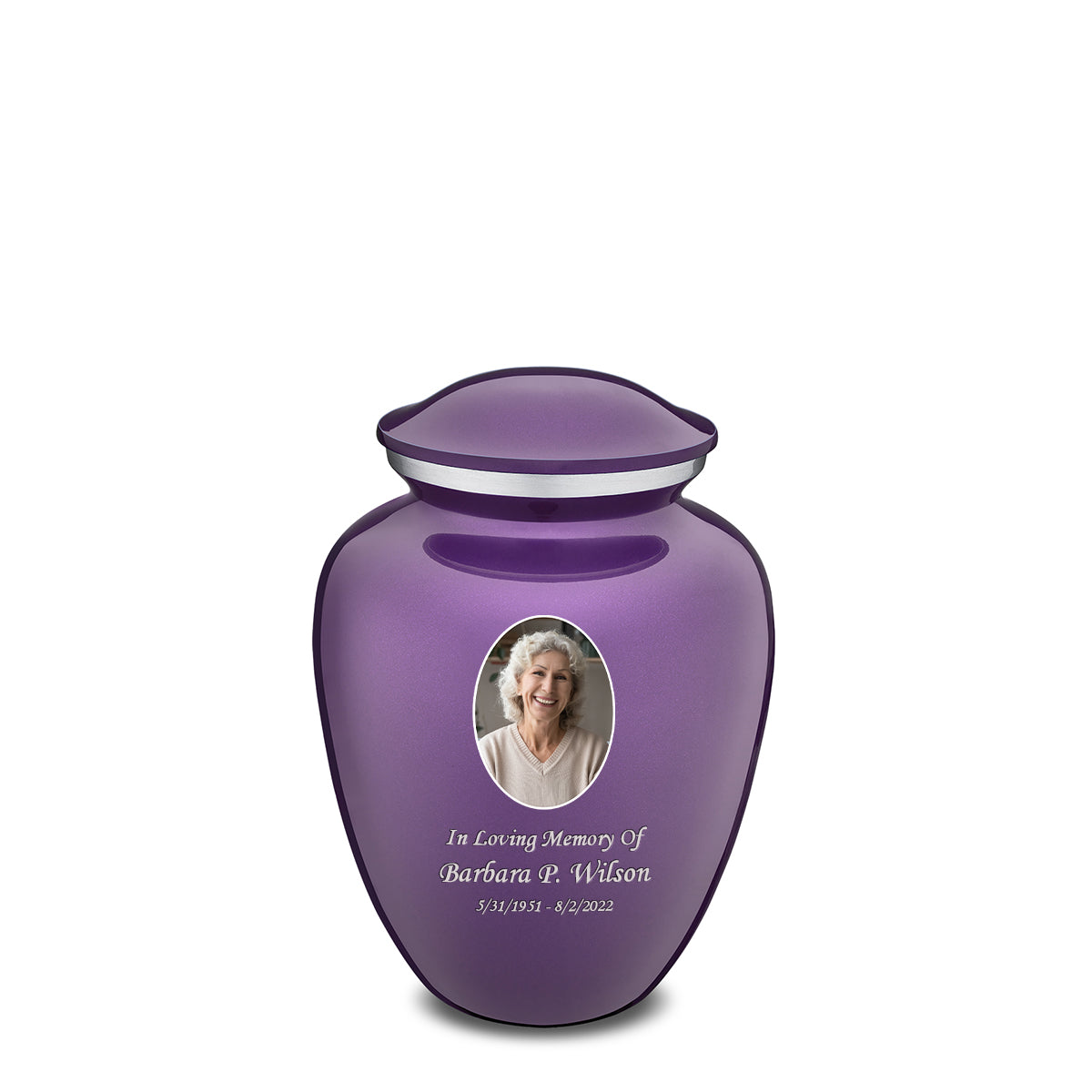 Medium Embrace Purple Portrait Cremation Urn