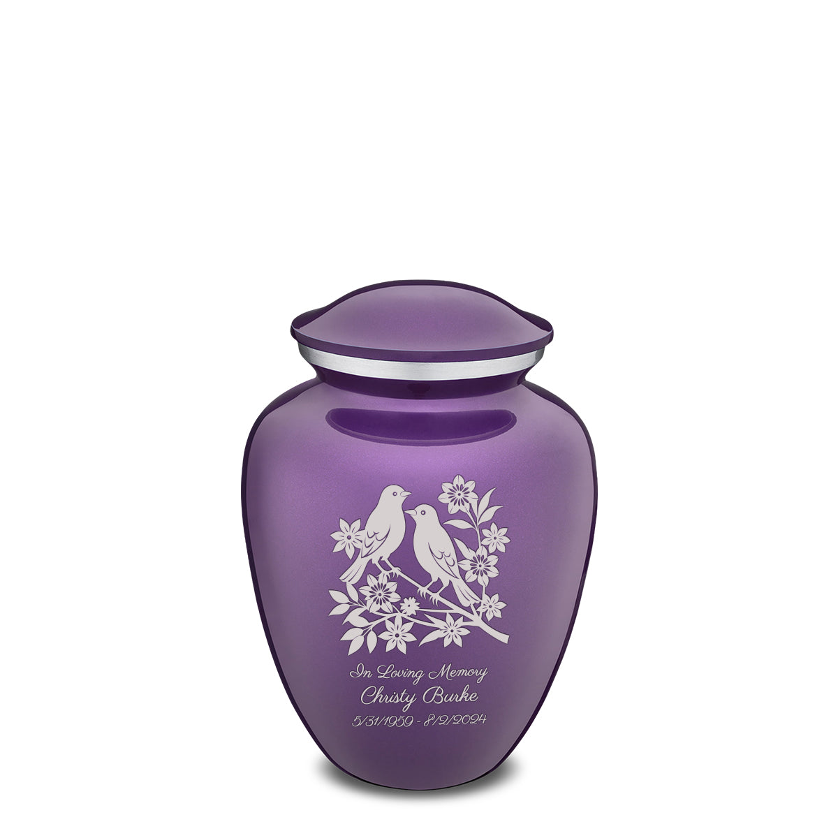 Medium Embrace Purple Songbirds Cremation Urn