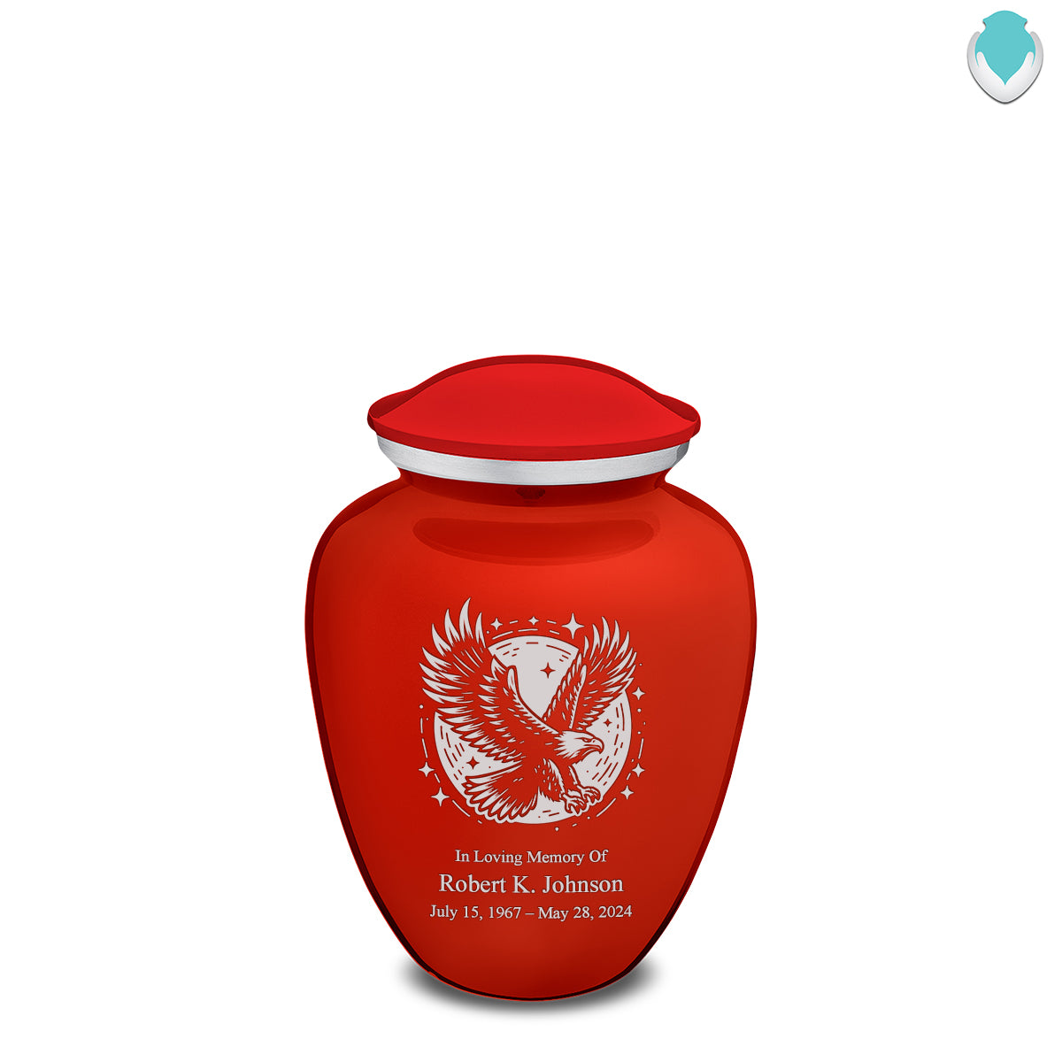 Medium Embrace Bright Red Flying Eagle Cremation Urn