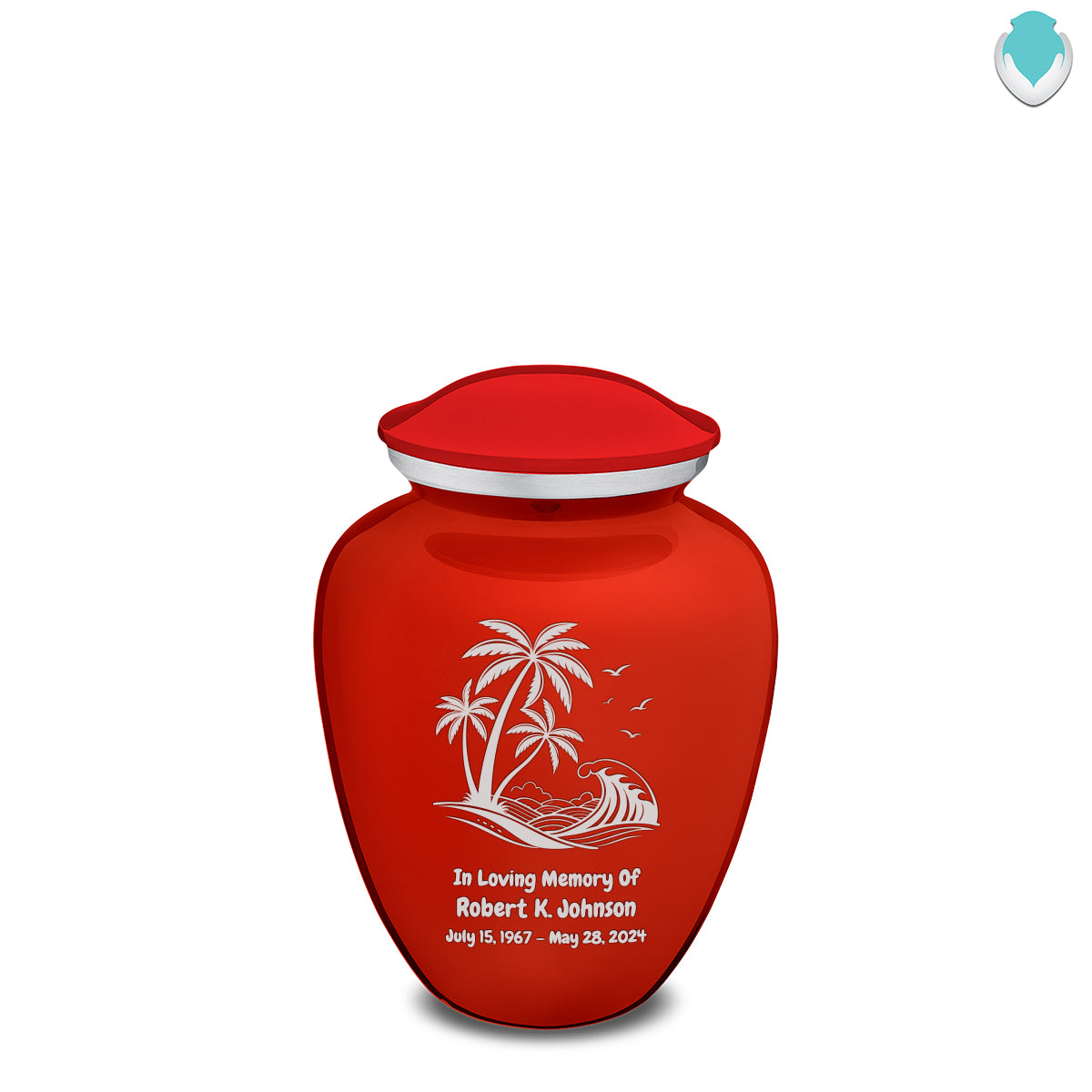 Medium Embrace Bright Red Palm Beach Cremation Urn