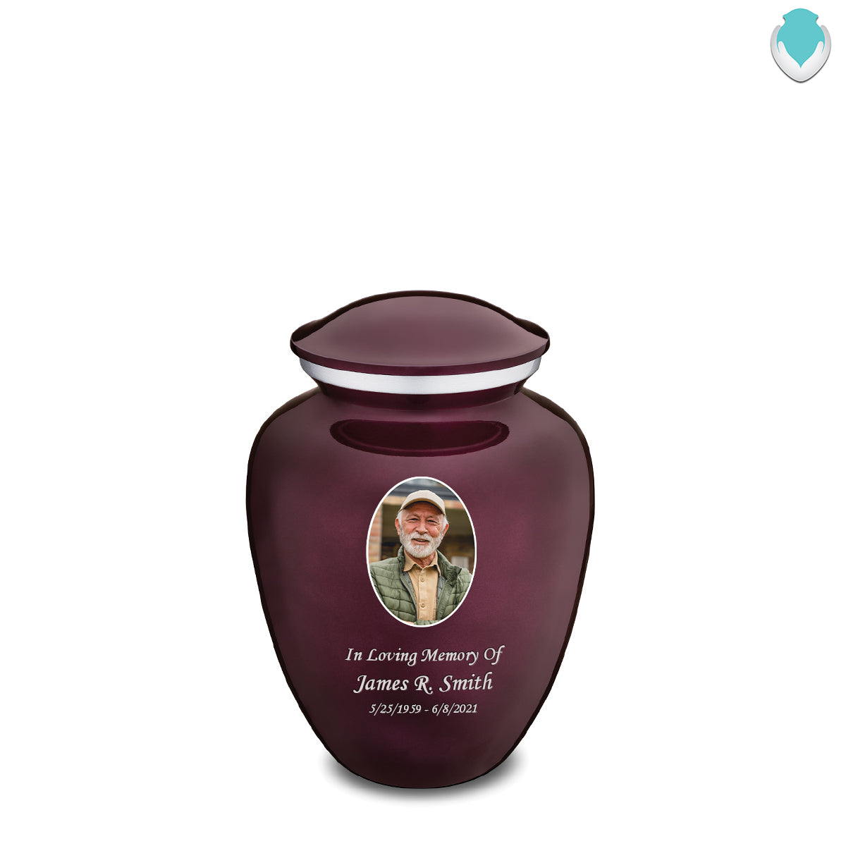 Medium Embrace Cherry Purple Portrait Cremation Urn