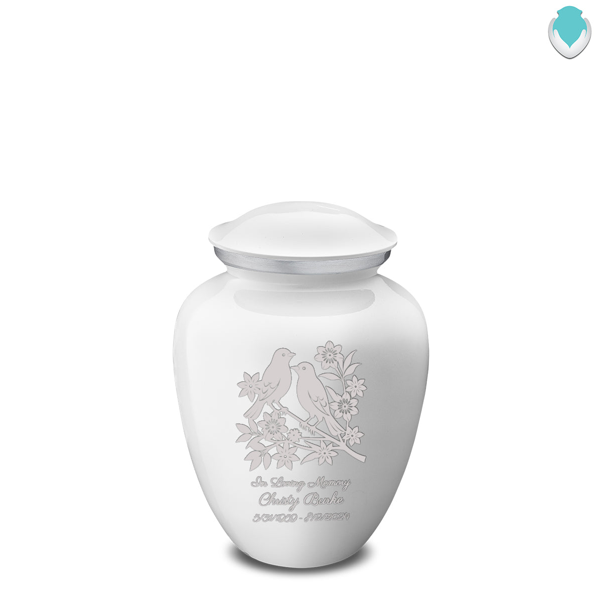 Medium Embrace White Songbirds Cremation Urn