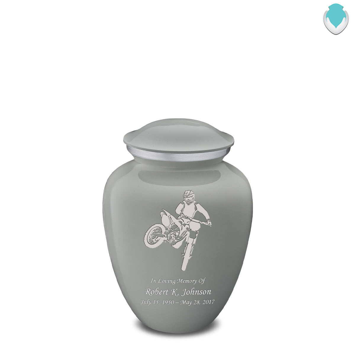 Medium Embrace Slate Grey Dirt Bike Cremation Urn