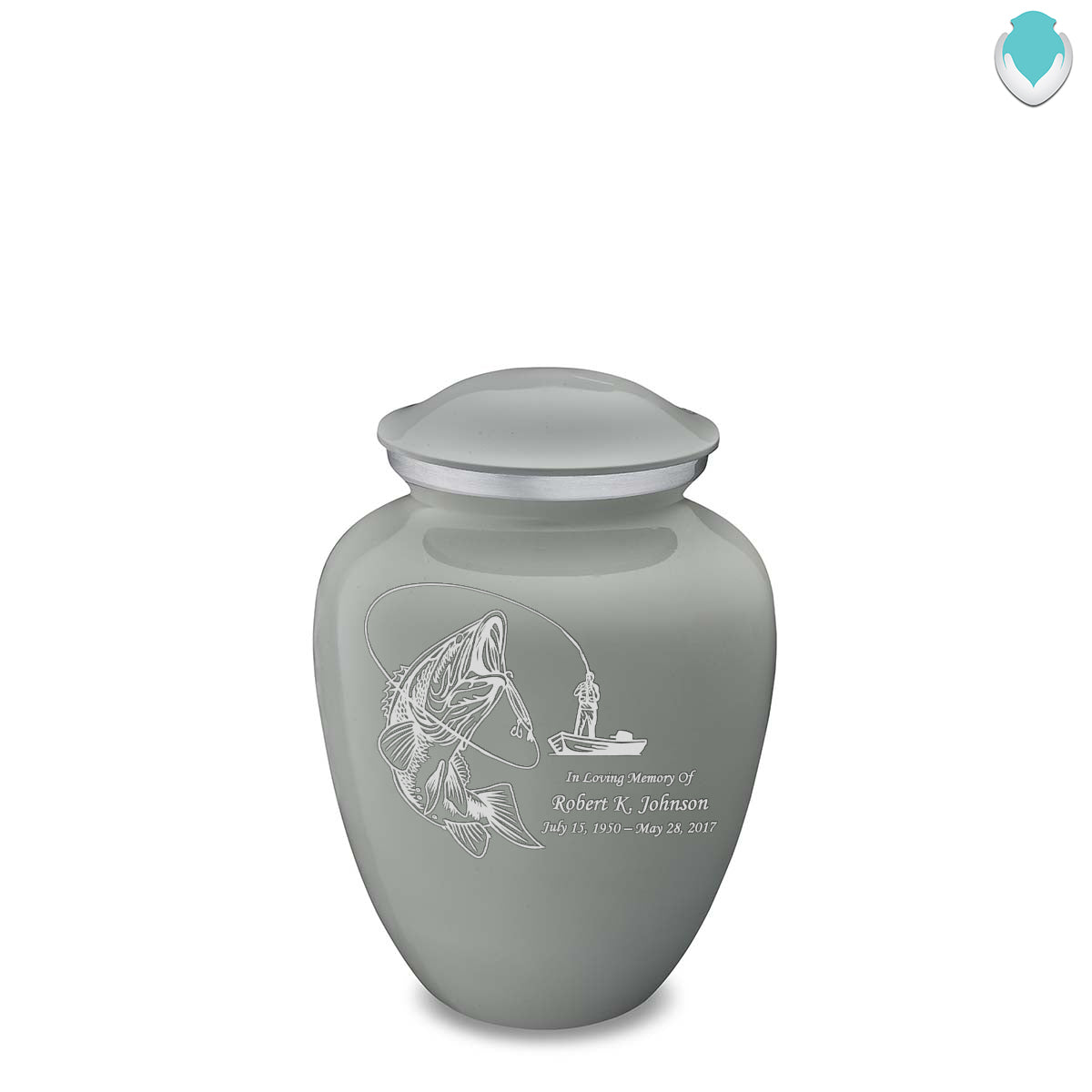 Medium Embrace Slate Grey Fishing Cremation Urn