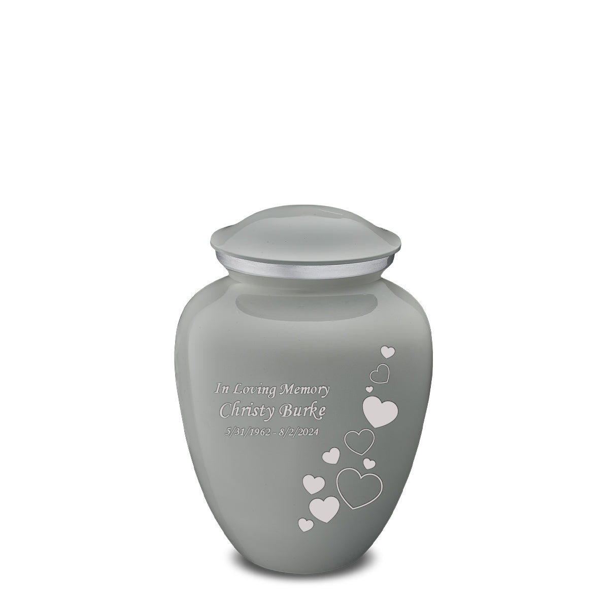 Medium Embrace Slate Grey Floating Heart Cremation Urn