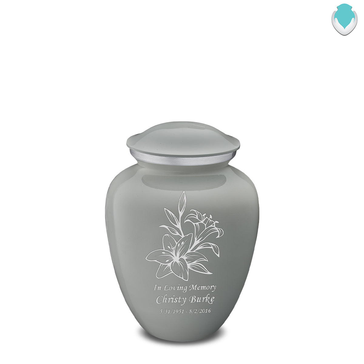 Medium Embrace Slate Grey Lily Cremation Urn