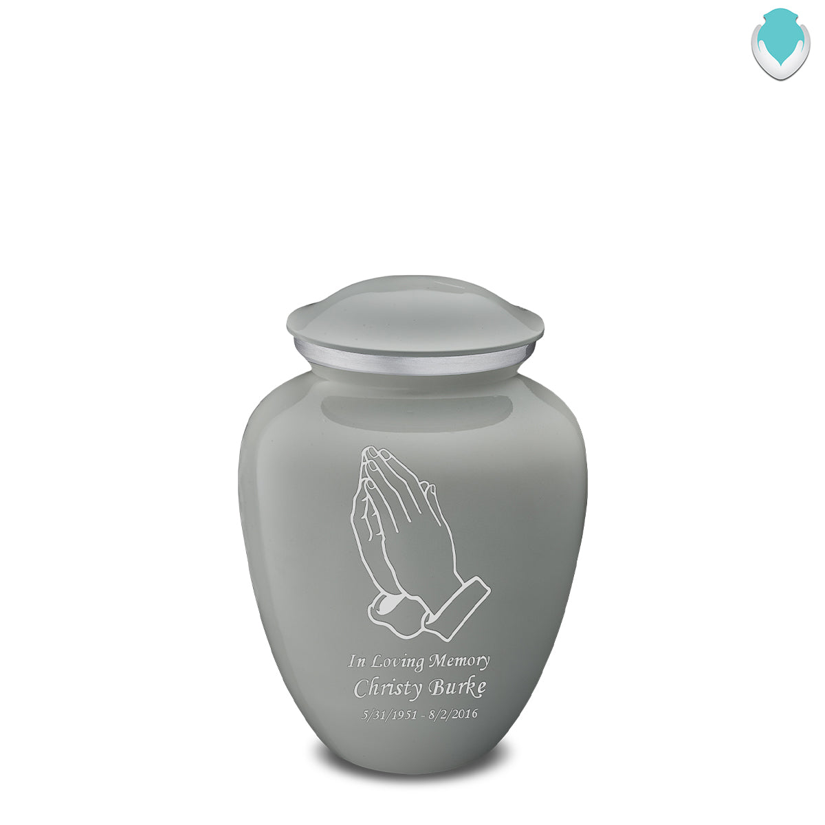 Medium Embrace Slate Grey Praying Hands Cremation Urn