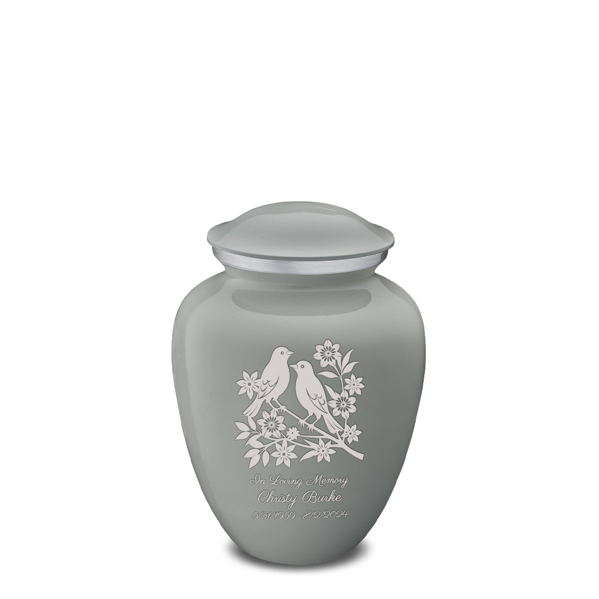 Medium Embrace Slate Grey Songbirds Cremation Urn