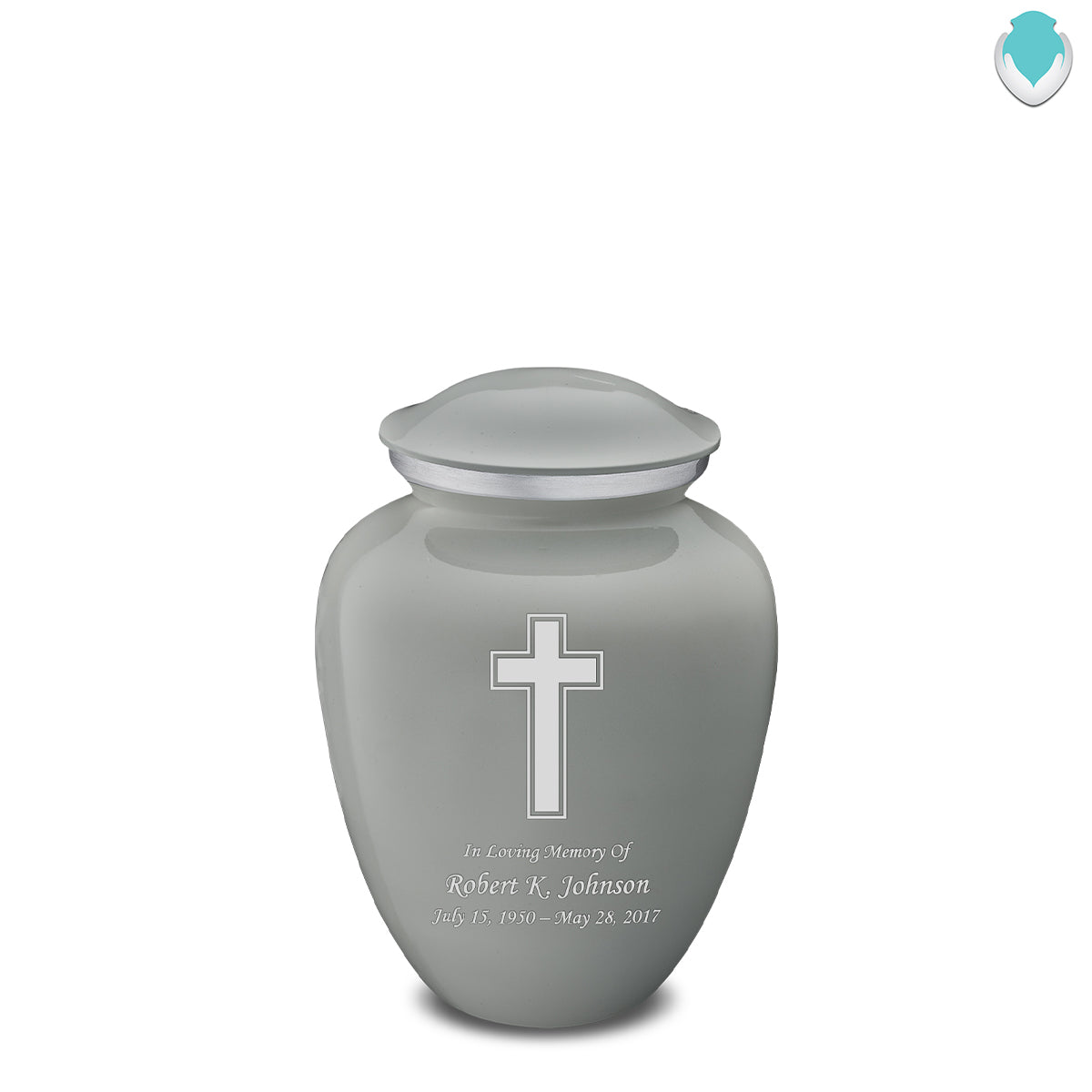 Medium Embrace Slate Grey Simple Cross Cremation Urn