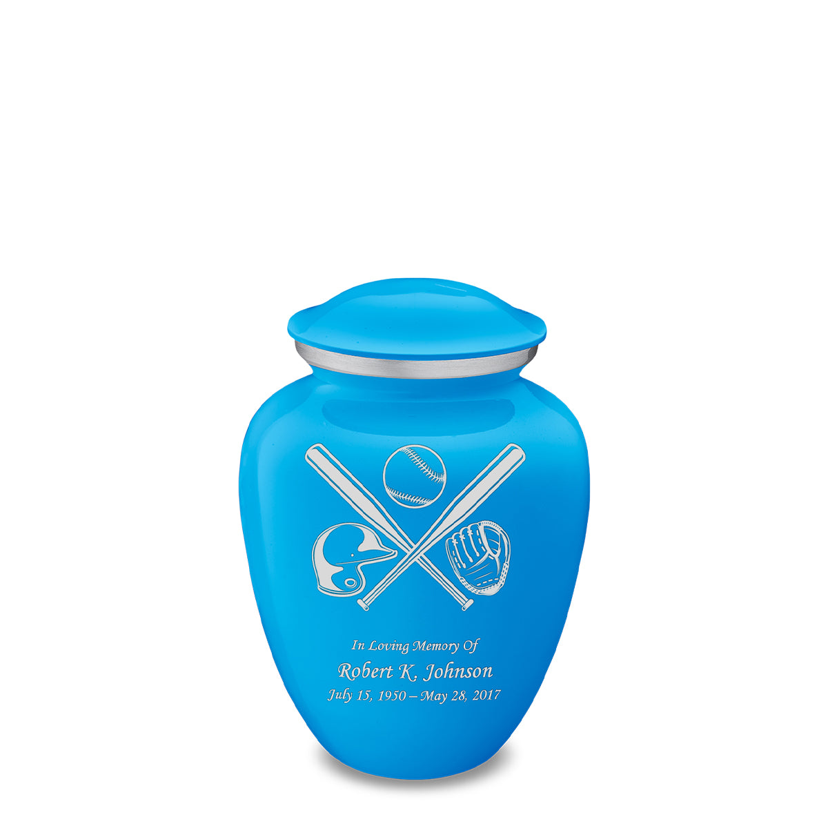 Medium Embrace Racing Blue Baseball Cremation Urn