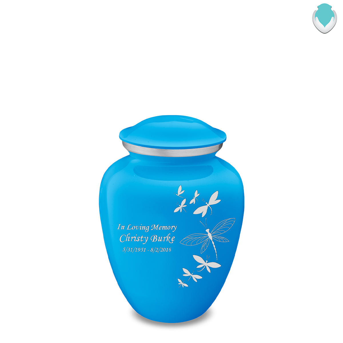 Medium Embrace Racing Blue Dragonflies Cremation Urn