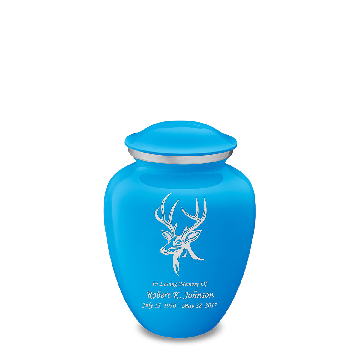 Medium Embrace Racing Blue Deer Cremation Urn